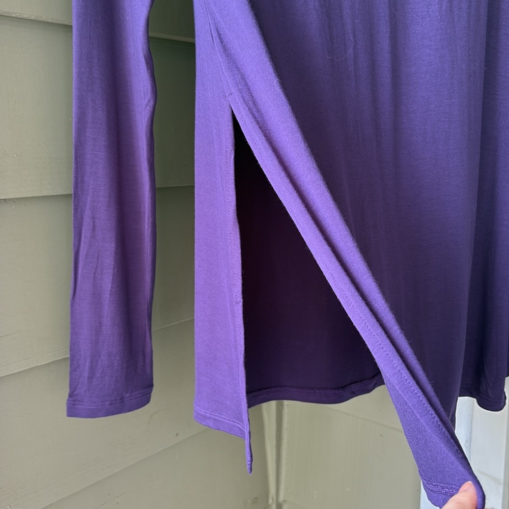 NWOT LOGO by Lori Goldstein-Purple Long Sleeve Tee w side slits for layering